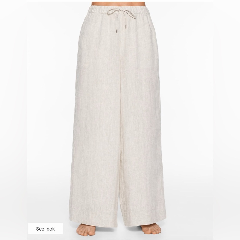 100% linen wide straight-leg trousers Oysho Zara sub brand